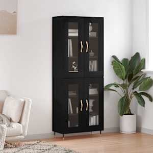 Skříň highboard černá 69,5 x 34 x 180 cm kompozitní dřevo - obrázek 1