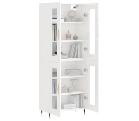 vidaXL Skř&iacute;ň highboard leskl&aacute; b&iacute;l&aacute; 69,5 x 34 x 180 cm kompozitn&iacute; dřevo