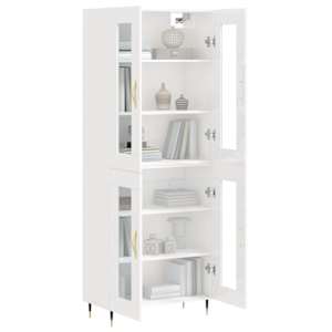 vidaXL Skř&iacute;ň highboard leskl&aacute; b&iacute;l&aacute; 69,5 x 34 x 180 cm kompozitn&iacute; dřevo