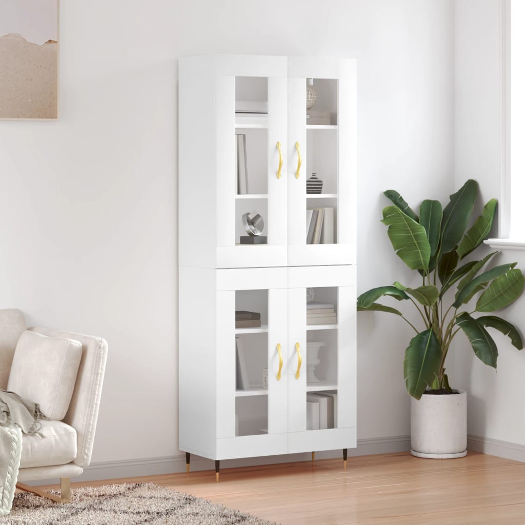 Skříň highboard lesklá bílá 69,5 x 34 x 180 cm kompozitní dřevo