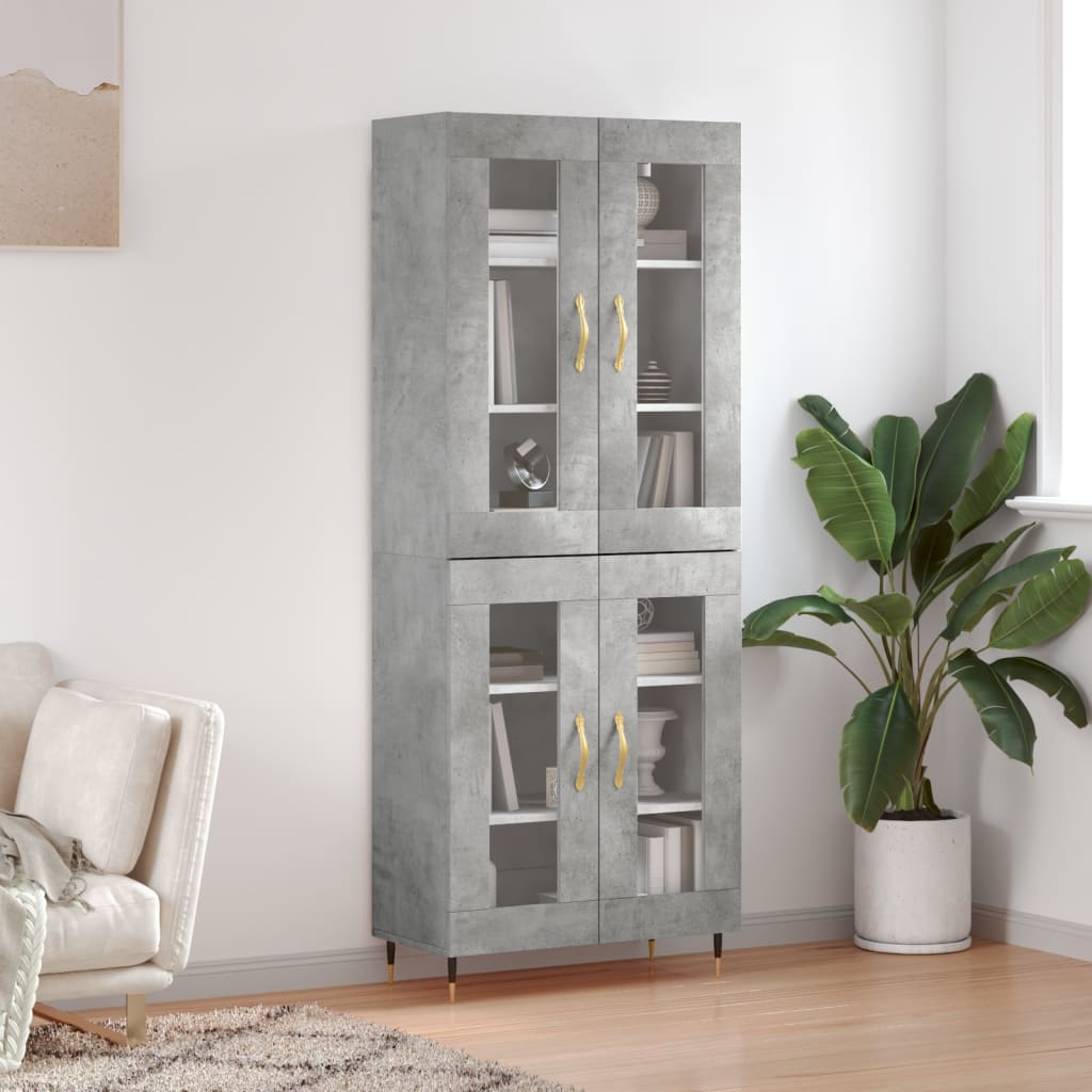 Skříň highboard betonově šedá 69,5x34x180 cm kompozitní dřevo