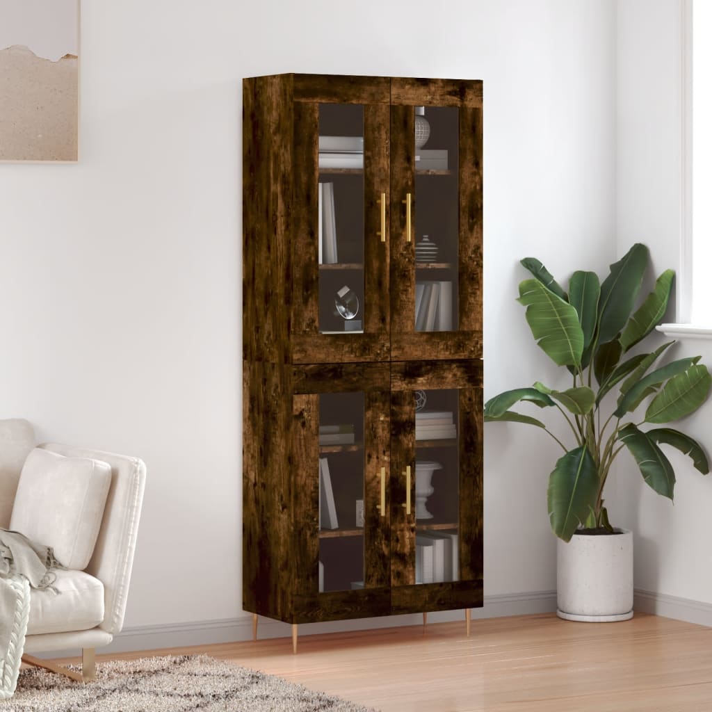 Skříň highboard kouřový dub 69,5 x 34 x 180 cm kompozitní dřevo