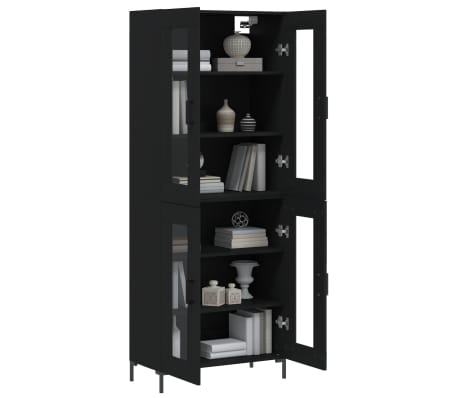 vidaXL augstais skapis, melns, 69,5x34x180 cm, inženierijas koks