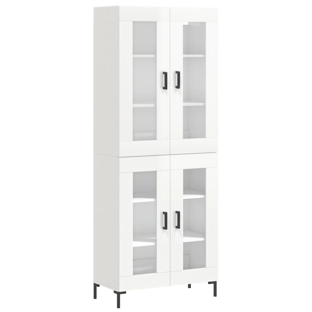 vidaXL Skříň highboard lesklá bílá 69,5 x 34 x 180 cm kompozitní dřevo