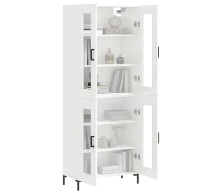 vidaXL Highboard h&oslash;yglans hvit 69,5x34x180 cm konstruert tre