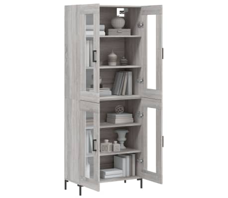vidaXL Highboard gr&aring; sonoma 69,5x34x180 cm konstruert tre