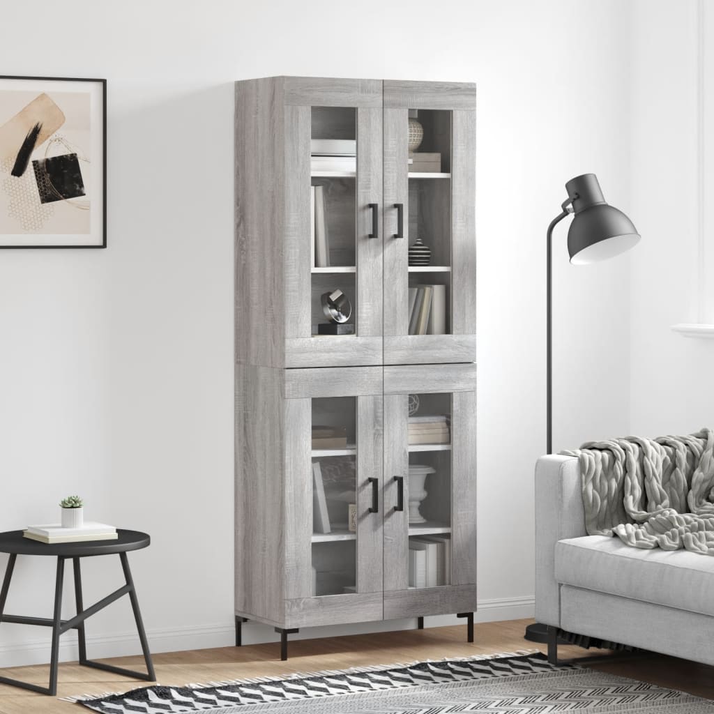 vidaXL Highboard Grau Sonoma 69,5x34x180 cm Holzwerkstoff