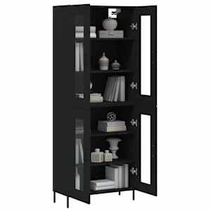vidaXL Highboard svart 69,5x34x180 cm konstruert tre