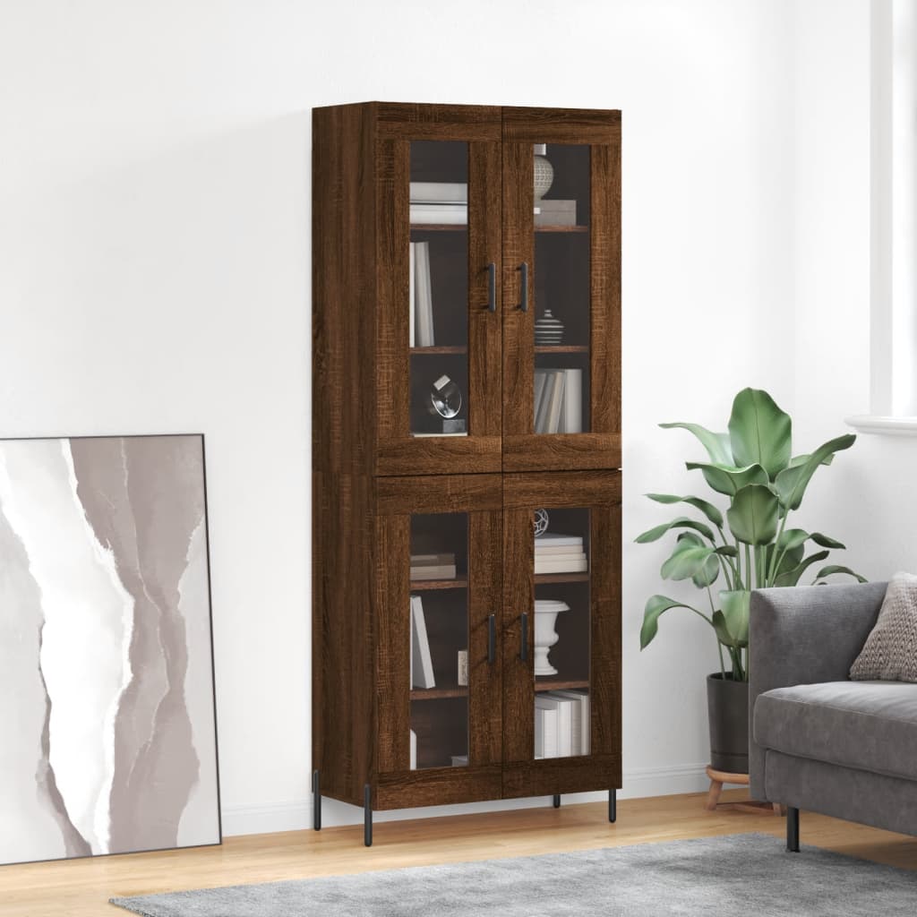 Skříň highboard hnědý dub 69,5 x 34 x 180 cm kompozitní dřevo