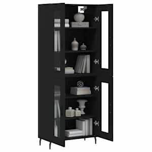 vidaXL Komoda, juodos spalvos, 69,5x34x180cm, apdirbta mediena