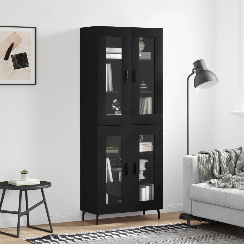 Skříň highboard černá 69,5 x 34 x 180 cm kompozitní dřevo