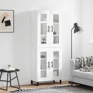 Skříň highboard bílá 69,5 x 34 x 180 cm kompozitní dřevo - obrázek 1