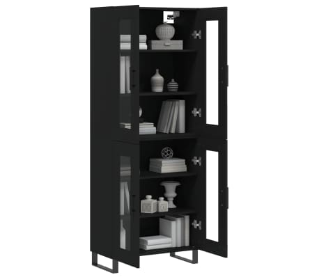 vidaXL Dulap înalt, negru, 69,5x34x180 cm, lemn compozit