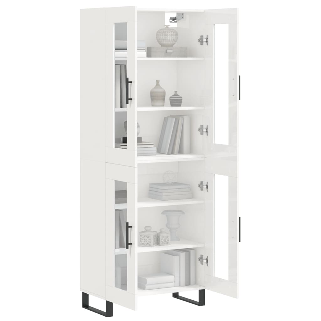 vidaXL Buffet haut Blanc brillant 69,5x34x180 cm Bois d'ingénierie