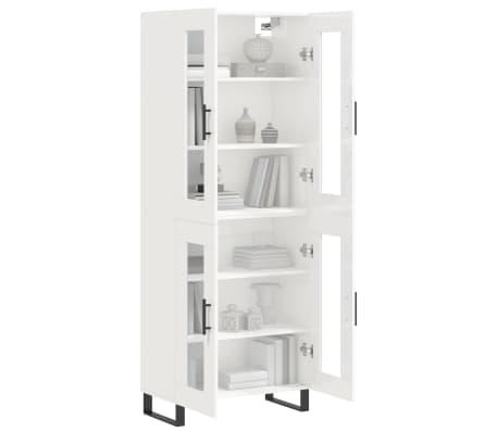 vidaXL Buffet haut Blanc brillant 69,5x34x180 cm Bois d'ingénierie