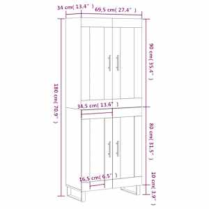 Skříň highboard dub sonoma 69,5 x 34 x 180 cm kompozitní dřevo - obrázek 13