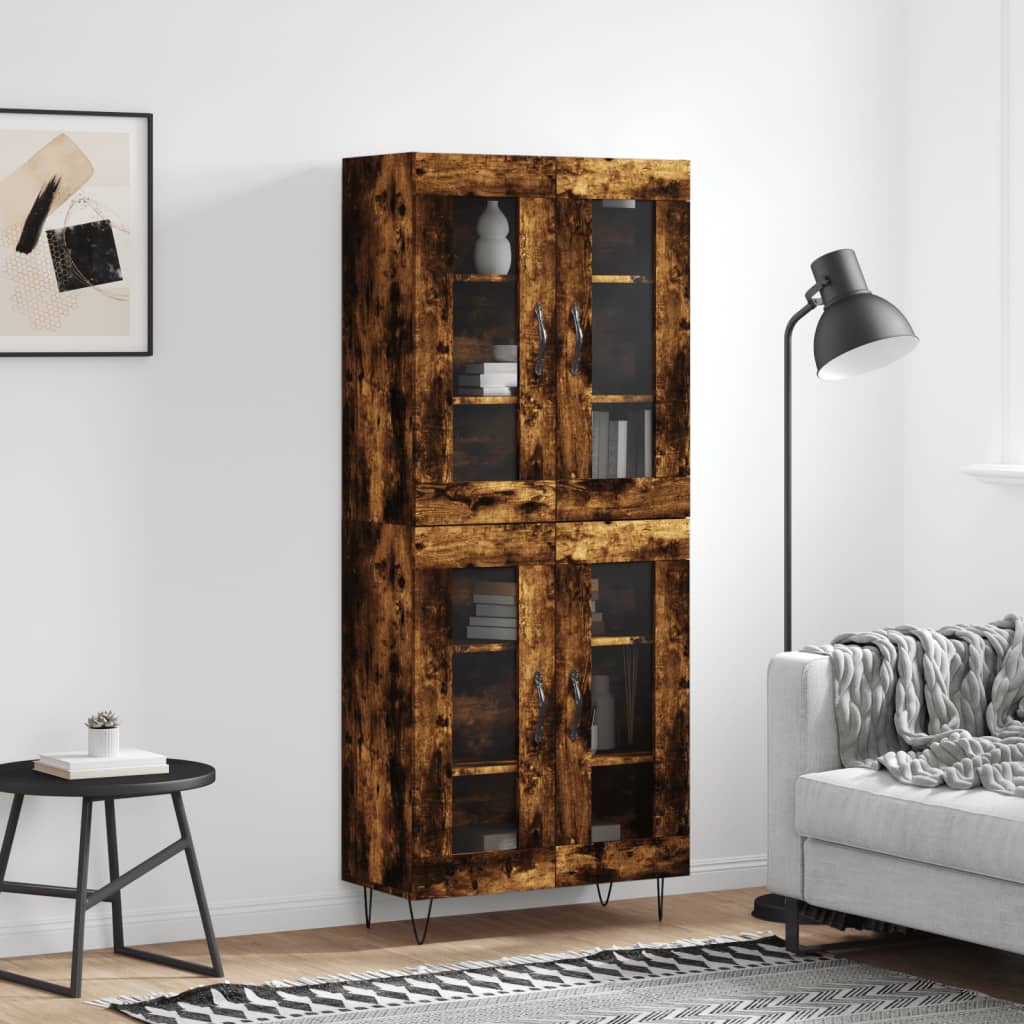 Skříň highboard kouřový dub 69,5 x 34 x 180 cm kompozitní dřevo