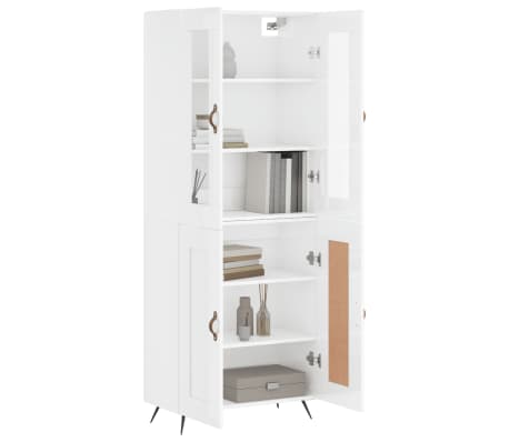 vidaXL Hoge kast 69,5x34x180 cm bewerkt hout hoogglans wit