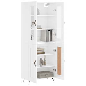 Skříň highboard lesklá bílá 69,5 x 34 x 180 cm kompozitní dřevo - obrázek 3