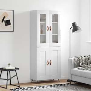 Skříň highboard lesklá bílá 69,5 x 34 x 180 cm kompozitní dřevo - obrázek 1