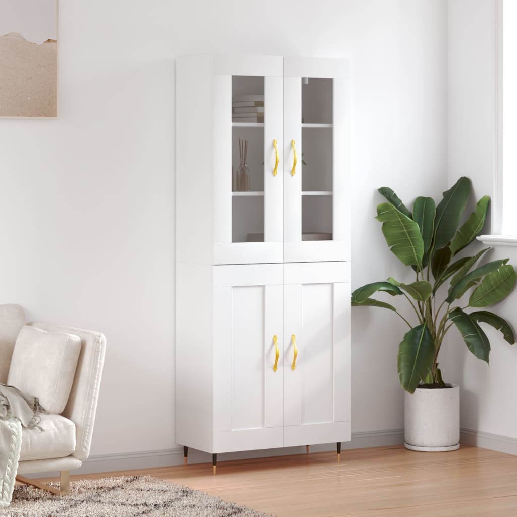 Skříň highboard lesklá bílá 69,5 x 34 x 180 cm kompozitní dřevo