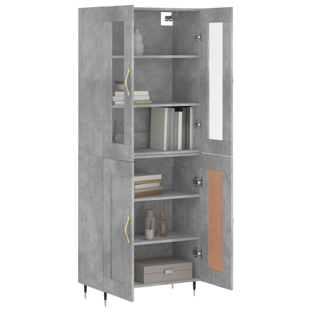 vidaXL Highboard betonggrå 69,5x34x180 cm konstruert tre