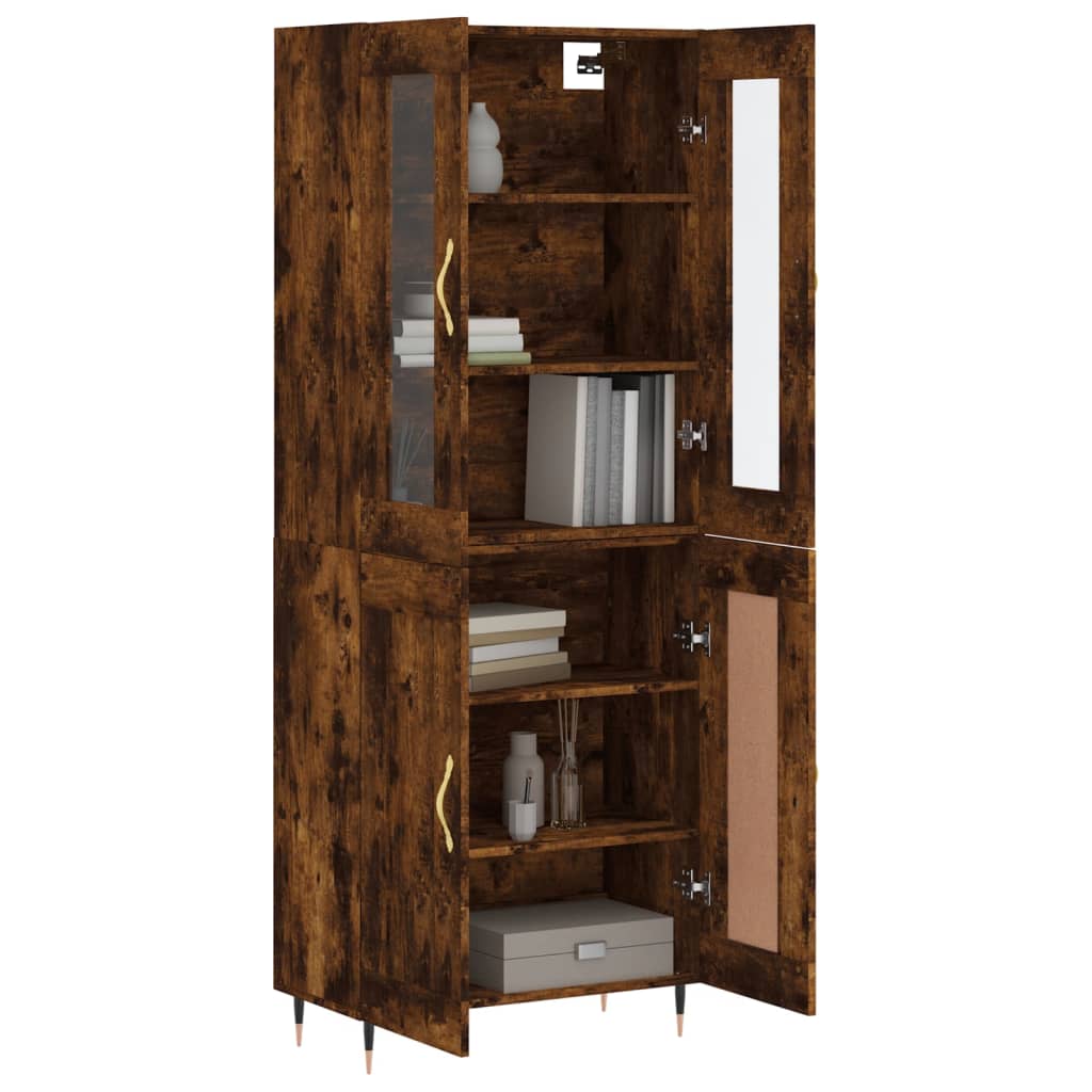 vidaXL Hoge kast 69,5x34x180 cm bewerkt hout gerookt eikenkleurig