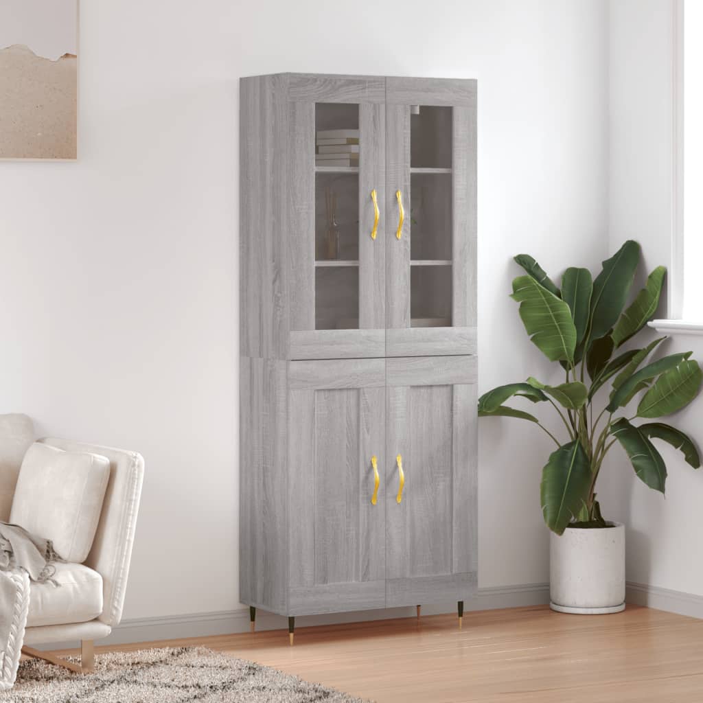 vidaXL Dulap înalt, gri sonoma, 69,5x34x180 cm, lemn compozit