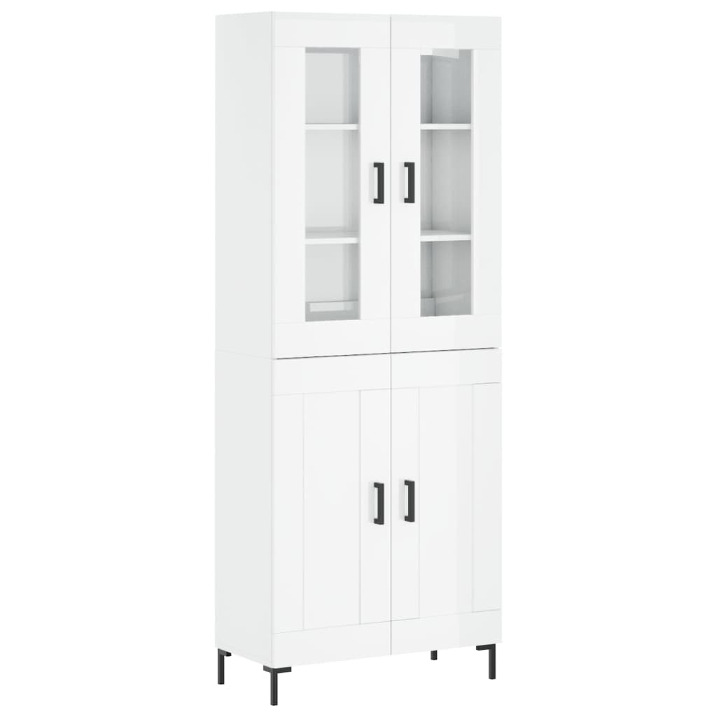 vidaXL Skříň highboard lesklá bílá 69,5 x 34 x 180 cm kompozitní dřevo