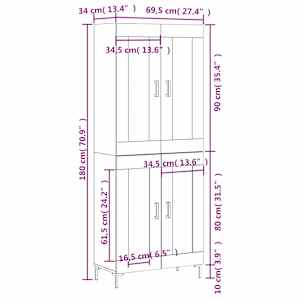 Skříň highboard dub sonoma 69,5 x 34 x 180 cm kompozitní dřevo - obrázek 13