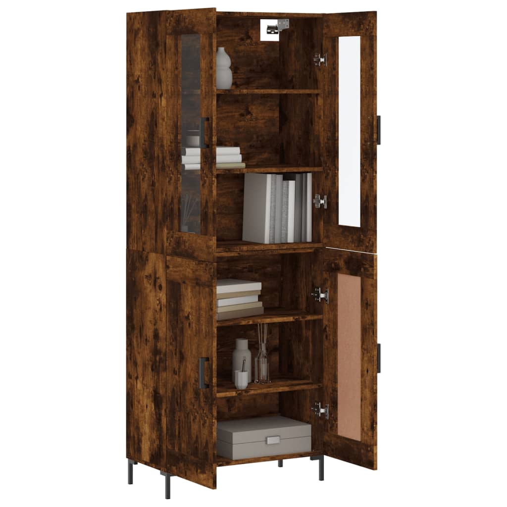 vidaXL Hoge kast 69,5x34x180 cm bewerkt hout gerookt eikenkleurig