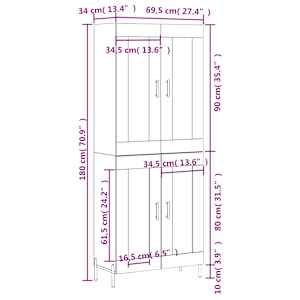 Skříň highboard dub sonoma 69,5 x 34 x 180 cm kompozitní dřevo - obrázek 13