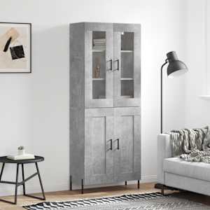 Visoka komoda betonsko siva 69,5x34x180 cm inženirski les