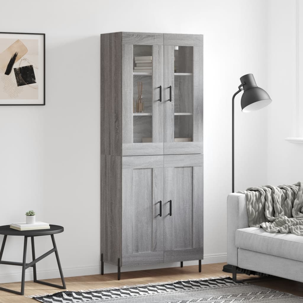 vidaXL Dulap înalt, gri sonoma, 69,5x34x180 cm, lemn compozit
