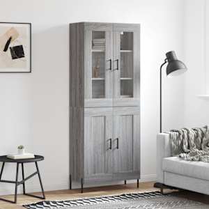 Visoka komoda siva sonoma 69,5x34x180 cm inženirski les