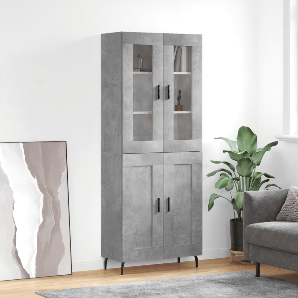 Skříň highboard betonově šedá 69,5x34x180 cm kompozitní dřevo