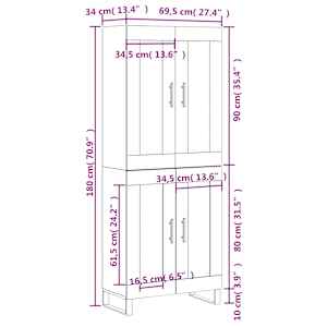Skříň highboard bílá 69,5 x 34 x 180 cm kompozitní dřevo - obrázek 13