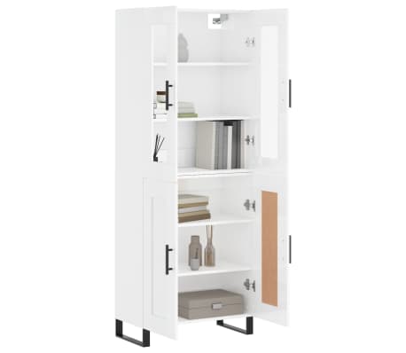 vidaXL Highboard høyglans hvit 69,5x34x180 cm konstruert tre