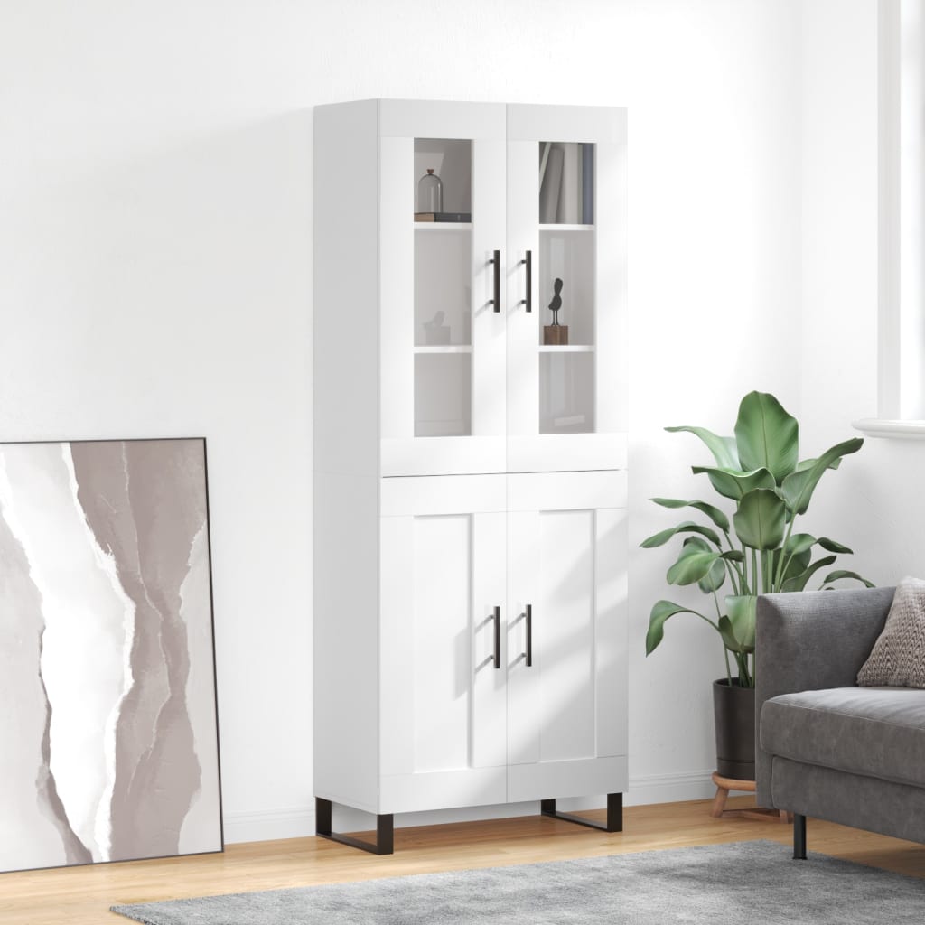 Skříň highboard lesklá bílá 69,5 x 34 x 180 cm kompozitní dřevo