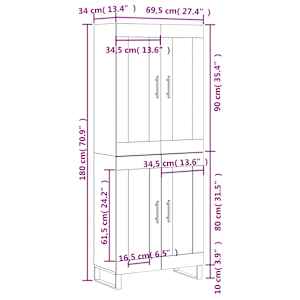 Skříň highboard betonově šedá 69,5x34x180 cm kompozitní dřevo - obrázek 13
