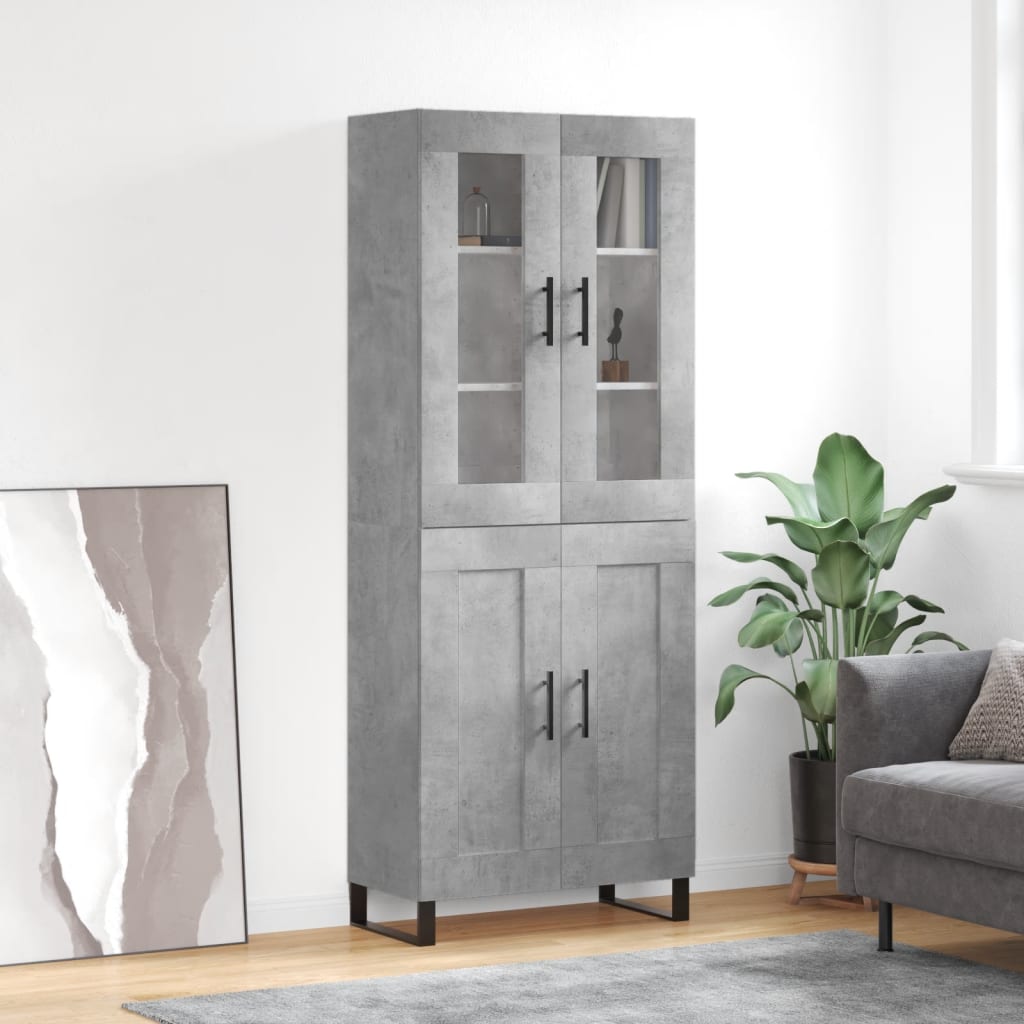 Skříň highboard betonově šedá 69,5x34x180 cm kompozitní dřevo