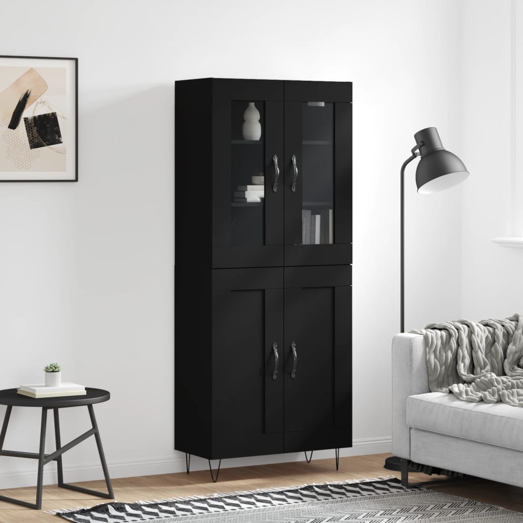 Skříň highboard černá 69,5 x 34 x 180 cm kompozitní dřevo