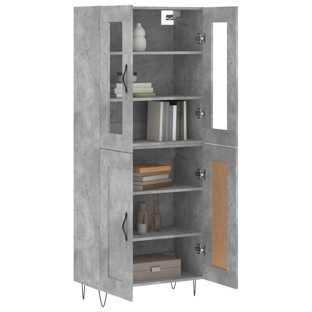 vidaXL Hoge kast 69,5x34x180 cm bewerkt hout betongrijs