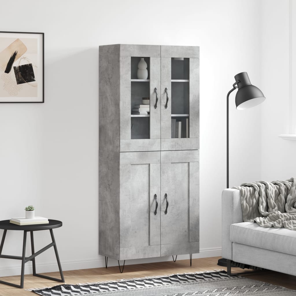 vidaXL Dulap înalt, gri beton, 69,5x34x180, lemn compozit