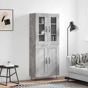 Visoka komoda betonsko siva 69,5x34x180 cm inženirski les