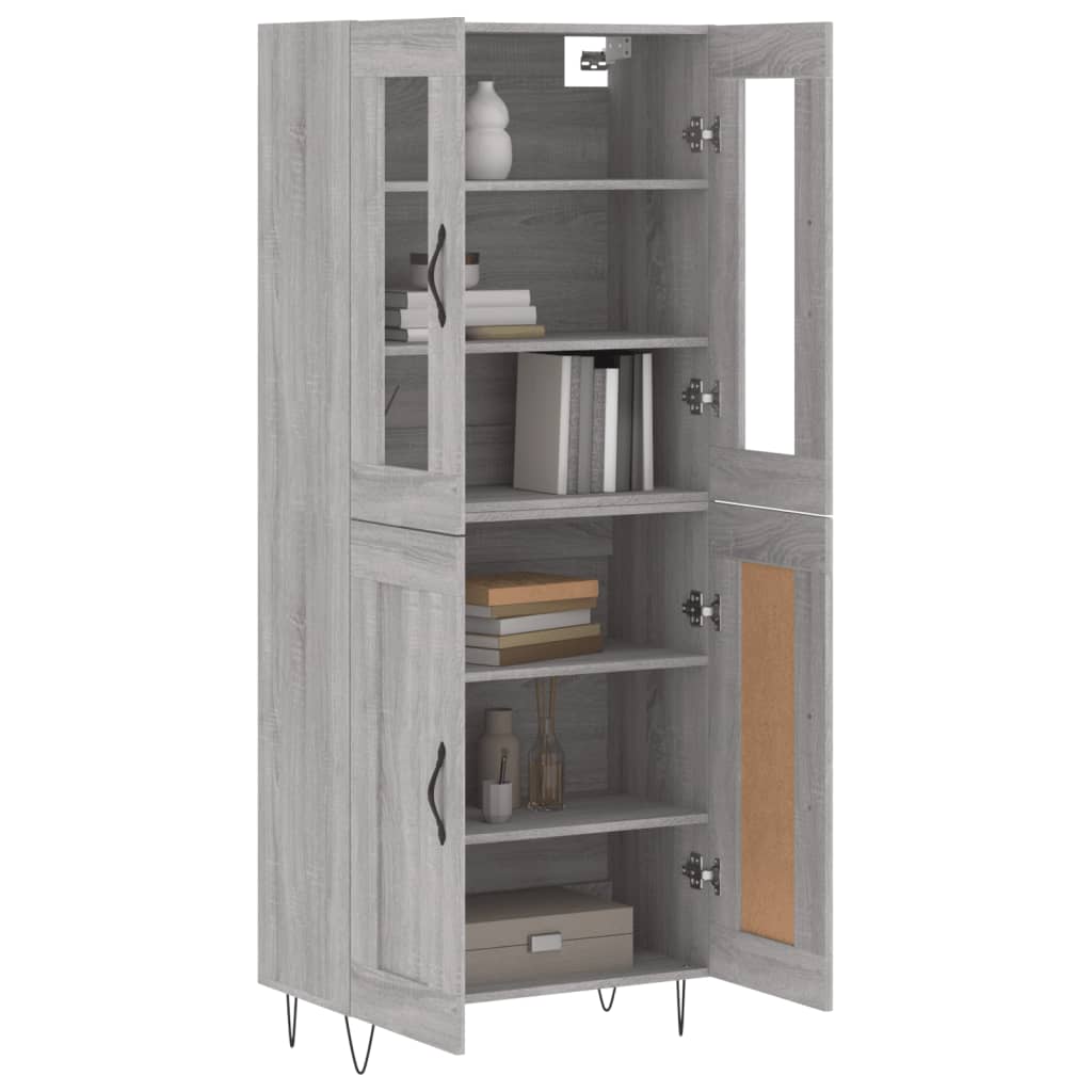 vidaXL Hoge kast 69,5x34x180 cm bewerkt hout grijs sonoma eikenkleurig
