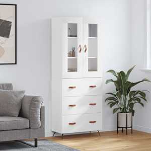 Skříň highboard bílá 69,5 x 34 x 180 cm kompozitní dřevo - obrázek 1