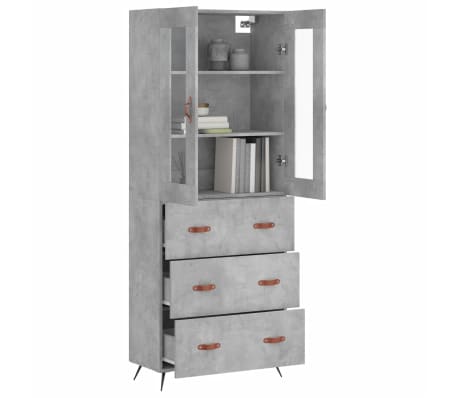 vidaXL Highboard Concrete Grey 69.5x34x180 cm Engineered Wood