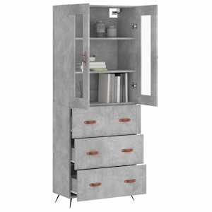 Skříň highboard betonově šedá 69,5x34x180 cm kompozitní dřevo - obrázek 3