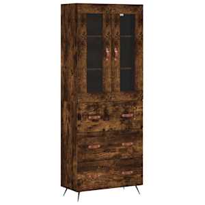 Skříň highboard kouřový dub 69,5 x 34 x 180 cm kompozitní dřevo - obrázek 2